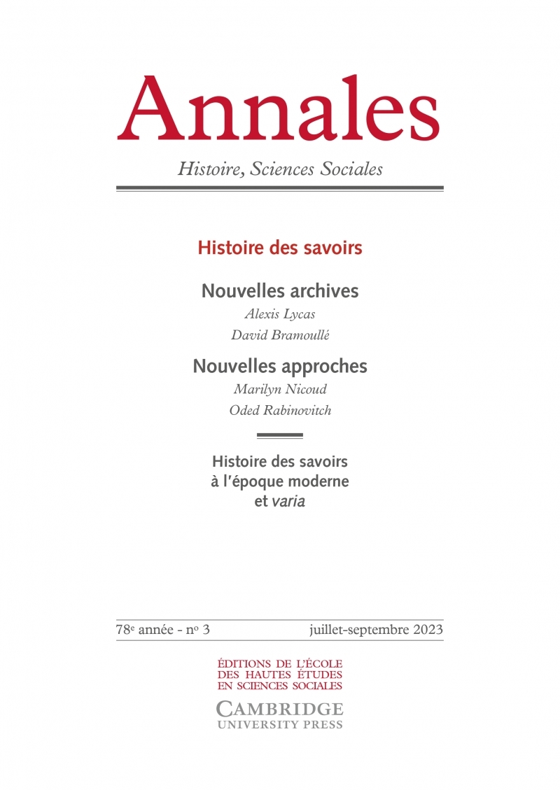 Annales HSS n° 2023/3 - Histoire des savoirs