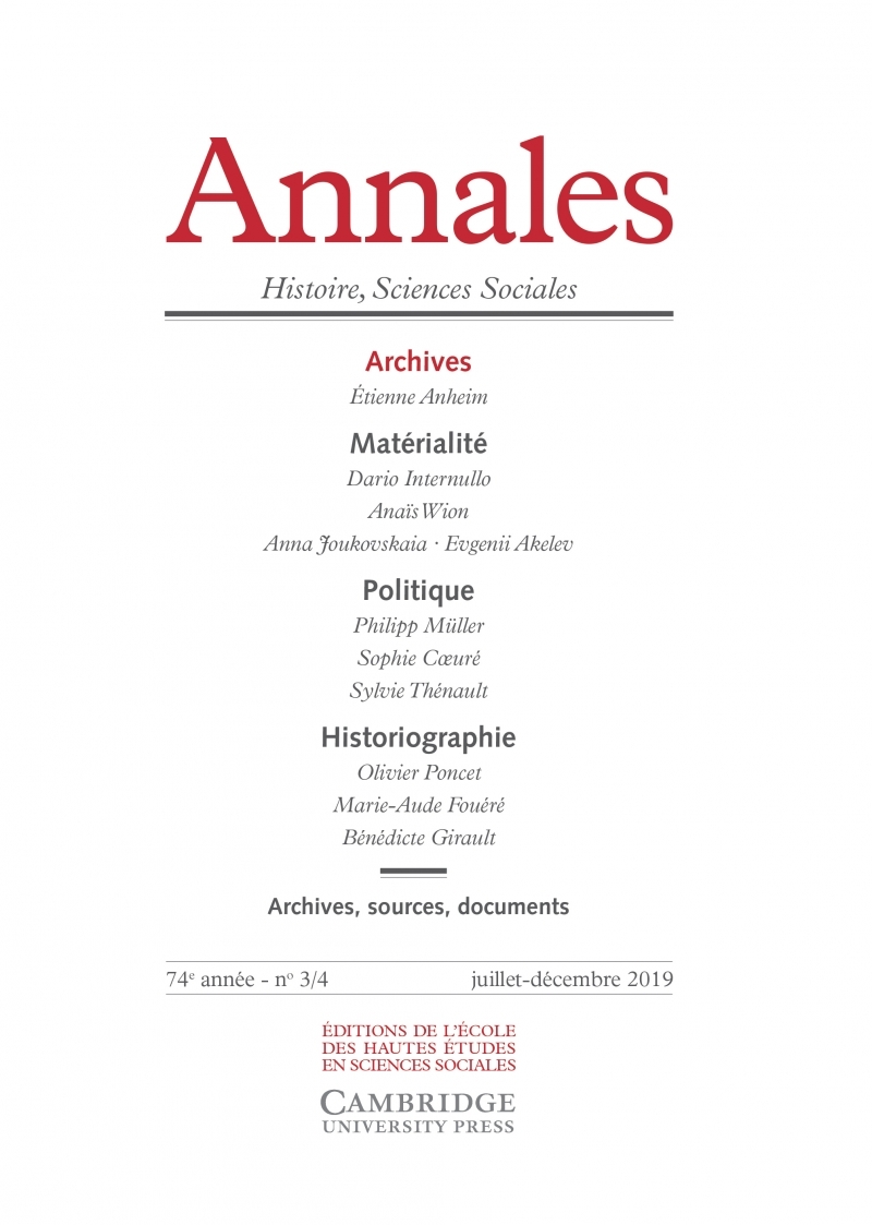 Annales. Histoire Sciences Sociales, n° 3-4/2019 - Archives 