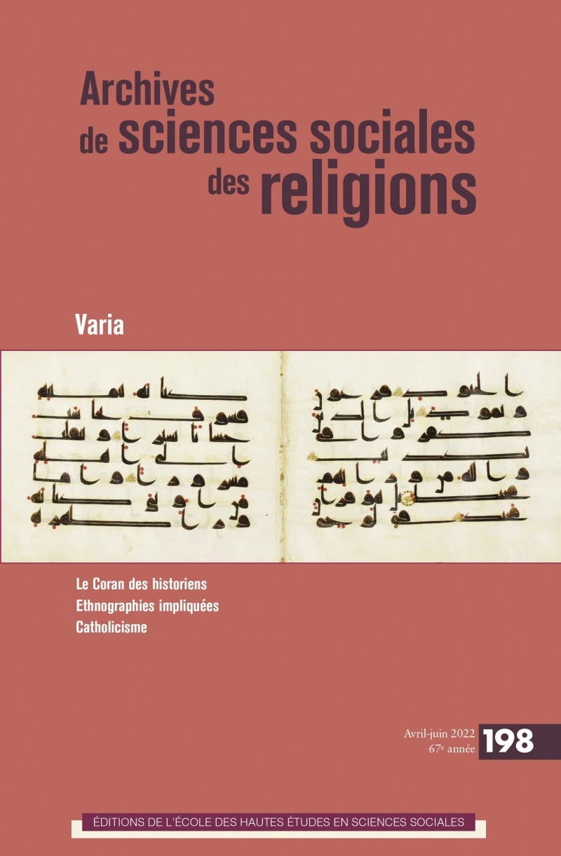 Archives des sciences sociales des religions, n°198