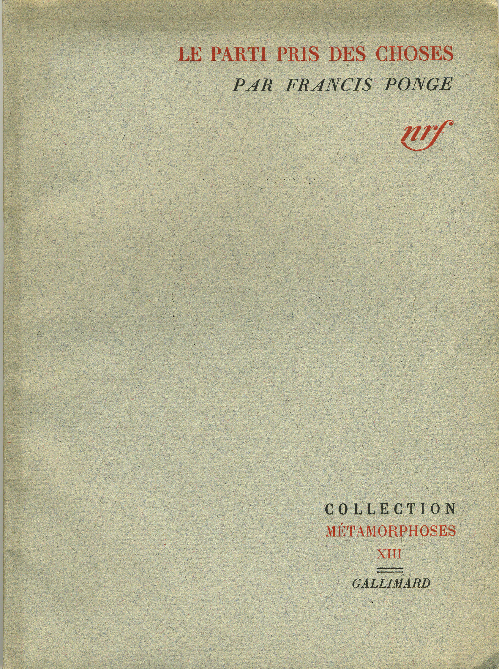 LE PARTI PRIS DES CHOSES