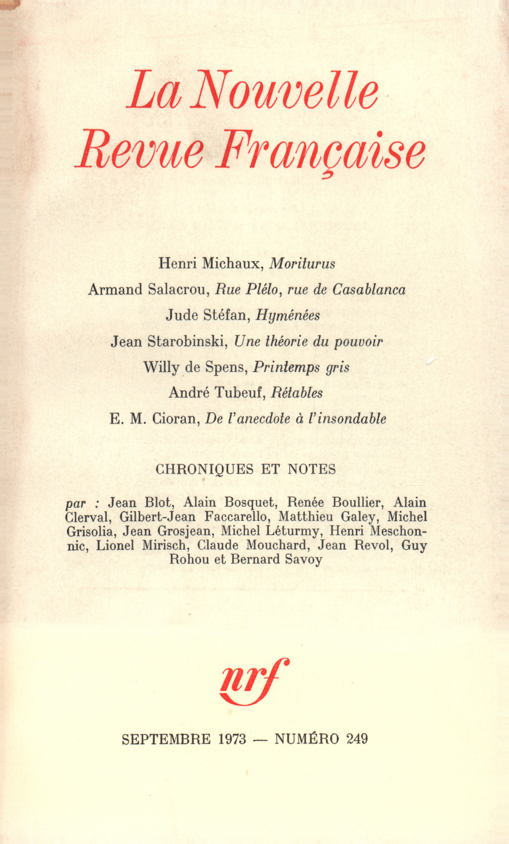 La Nouvelle Revue Française