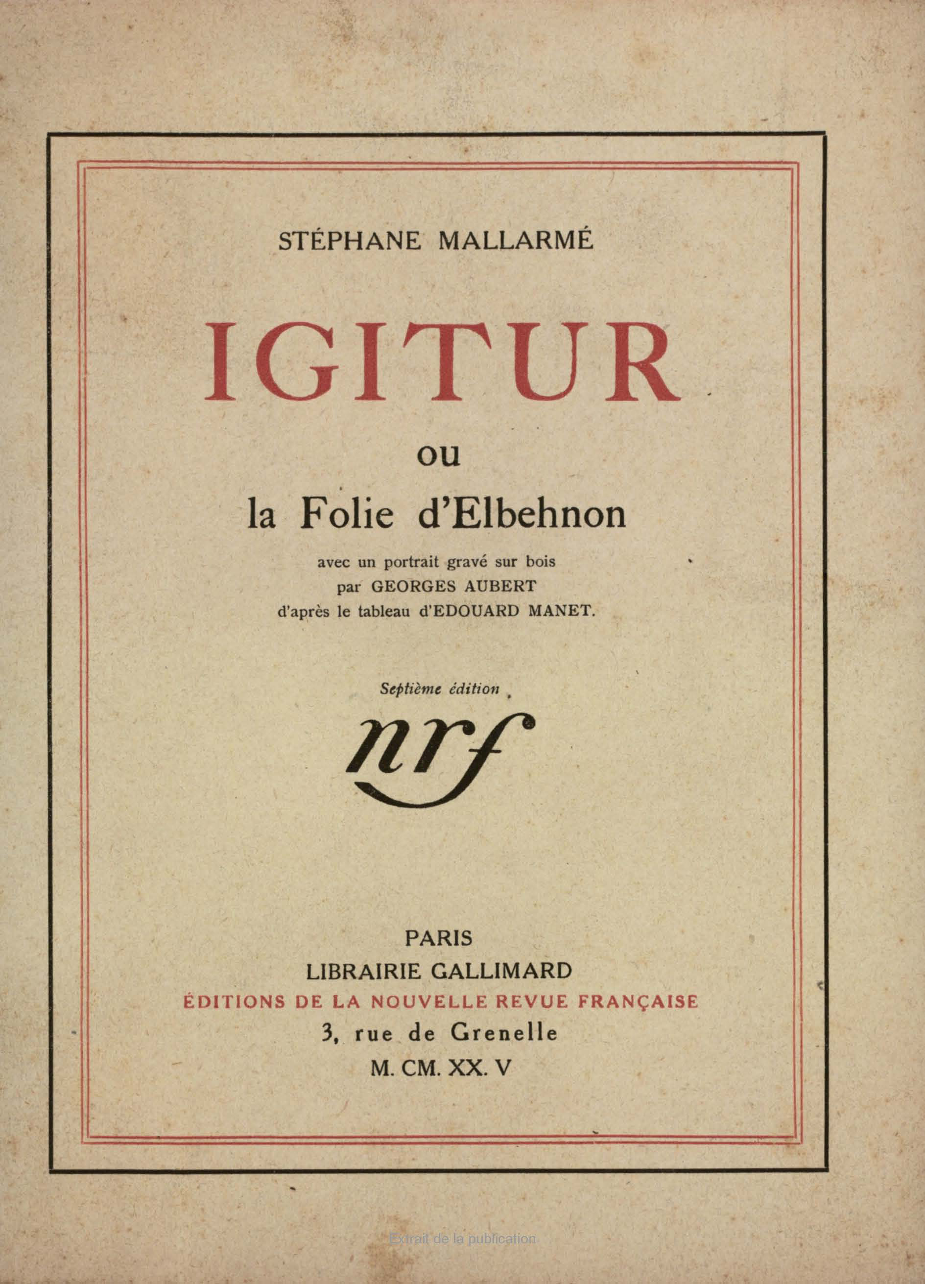 IGITUR OU LA FOLIE D'ELBEHNON