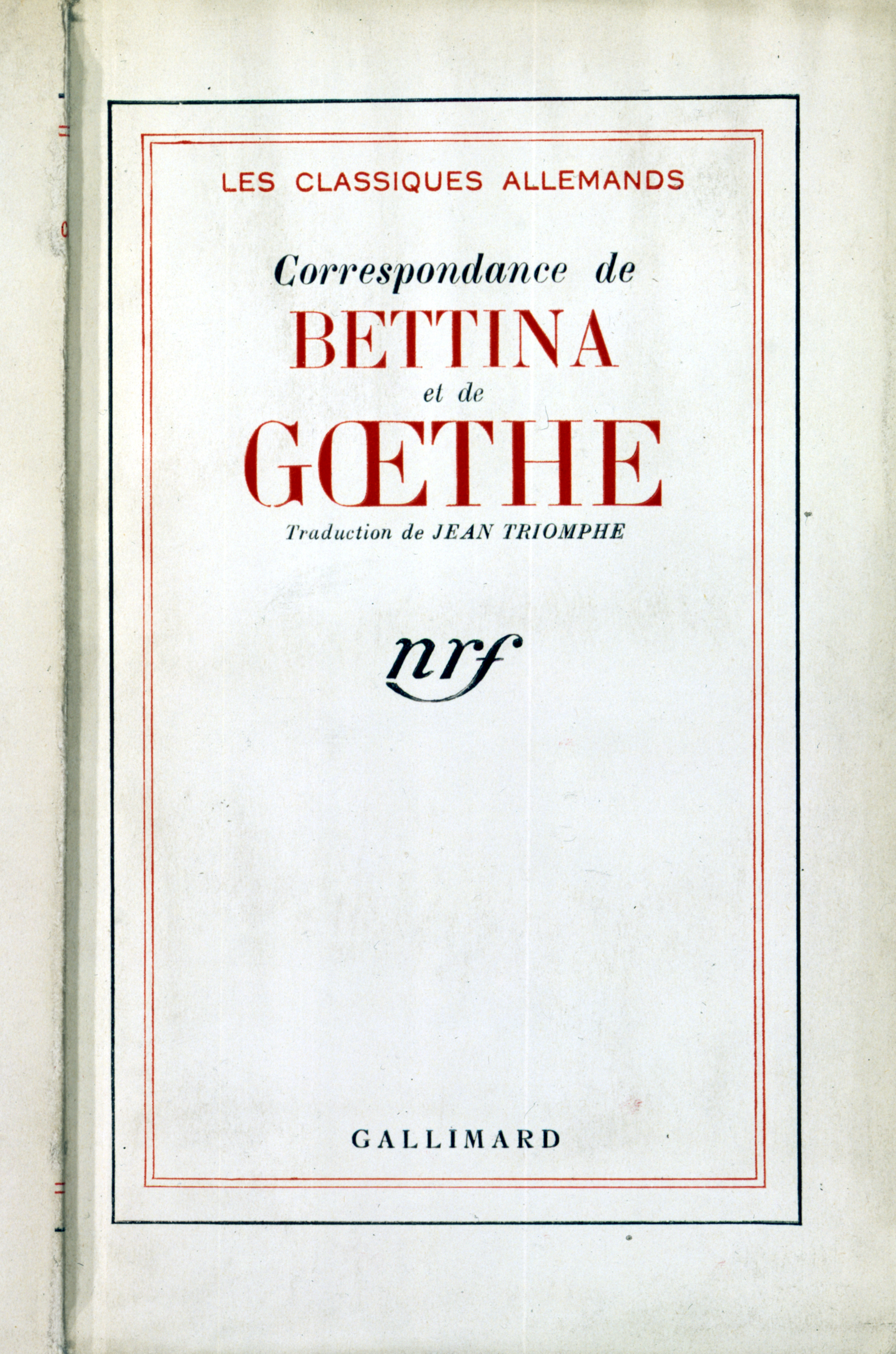 CORRESPONDANCE AVEC BETTINA