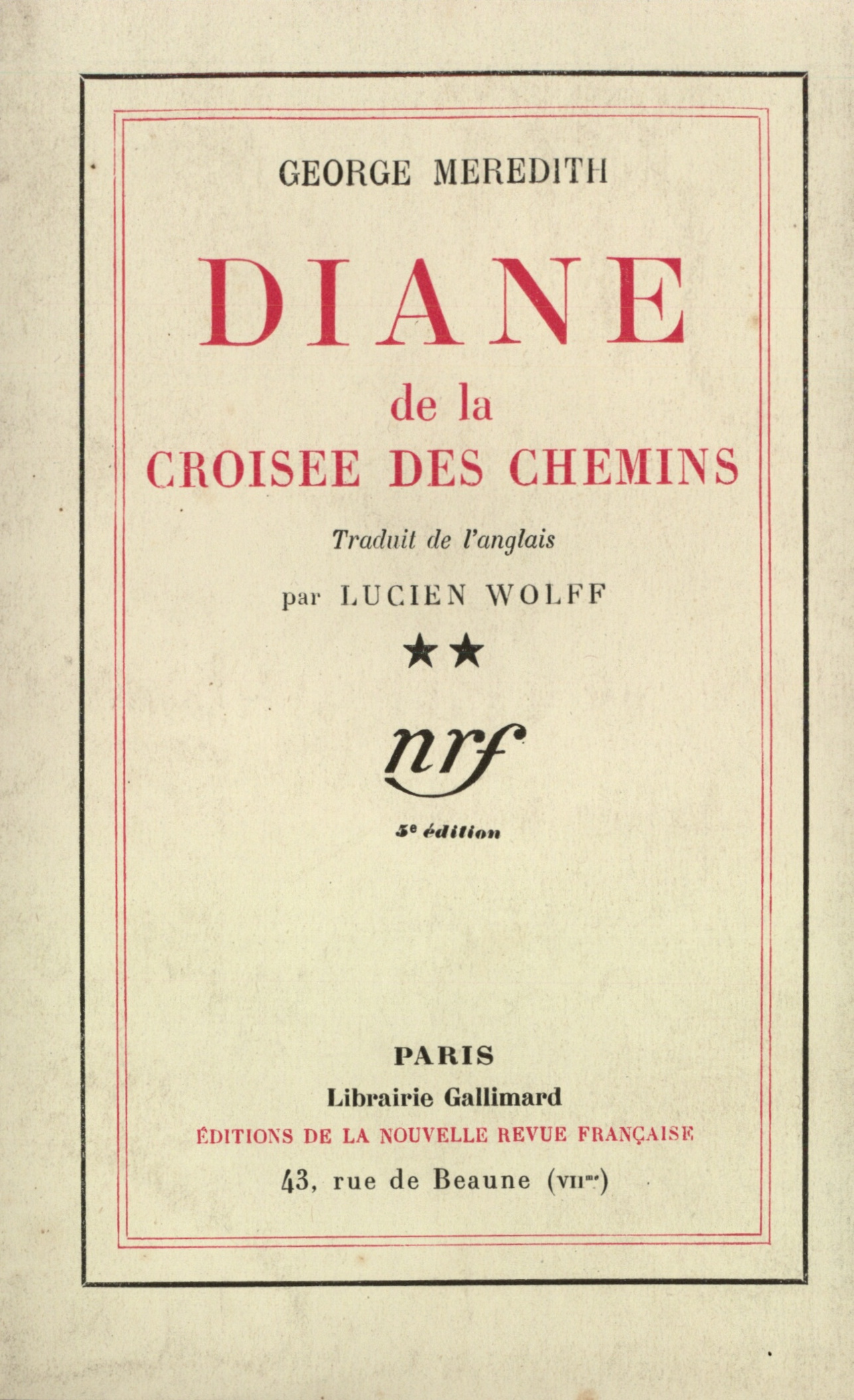 DIANE DE LA CROISEE DES CHEMINS