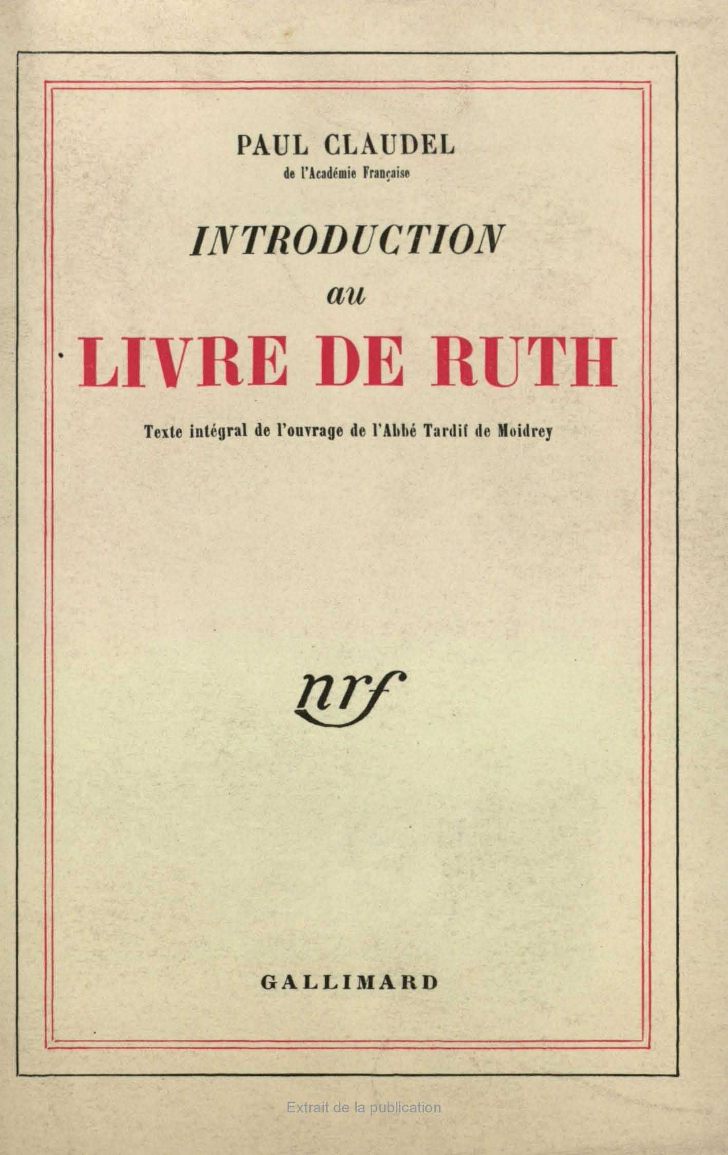 INTRODUCTION AU LIVRE DE RUTH