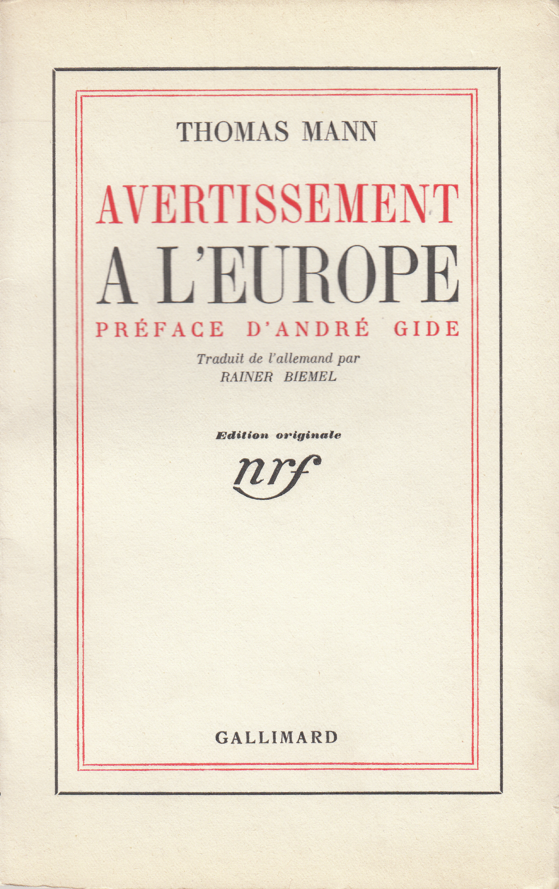 AVERTISSEMENT A L'EUROPE
