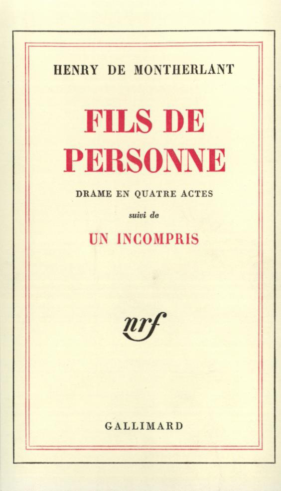 Fils de personne/Un incompris