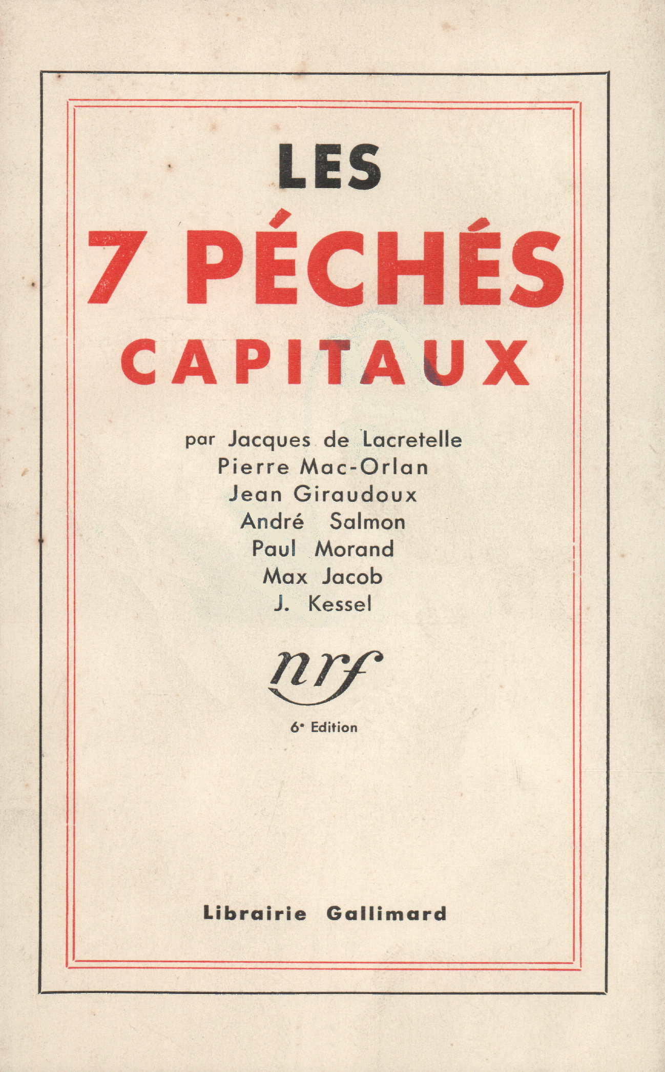 LES SEPT PECHES CAPITAUX