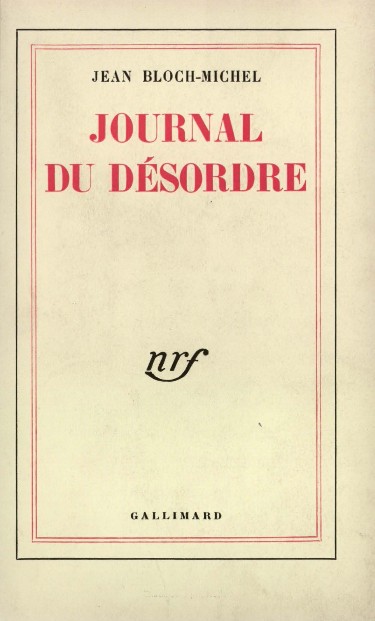 JOURNAL DU DESORDRE