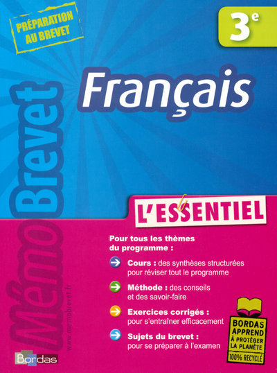 MEMOBREVET L'ESSENTIEL FRANCAIS 3E 2008