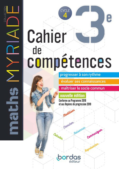 Myriade Maths 3e 2019 Cahier de compétences élève