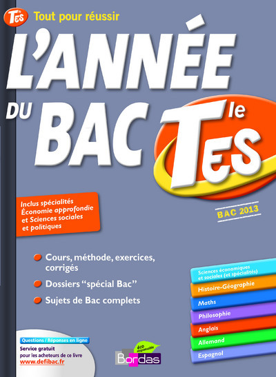 L'ANNEE DU BAC TERMINALE ES BAC 2013