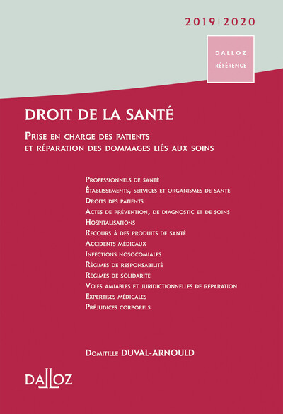 Droit de la santé 2019/2020 - Prise en charge des patients et réparation des dommages consécutifs aux soins