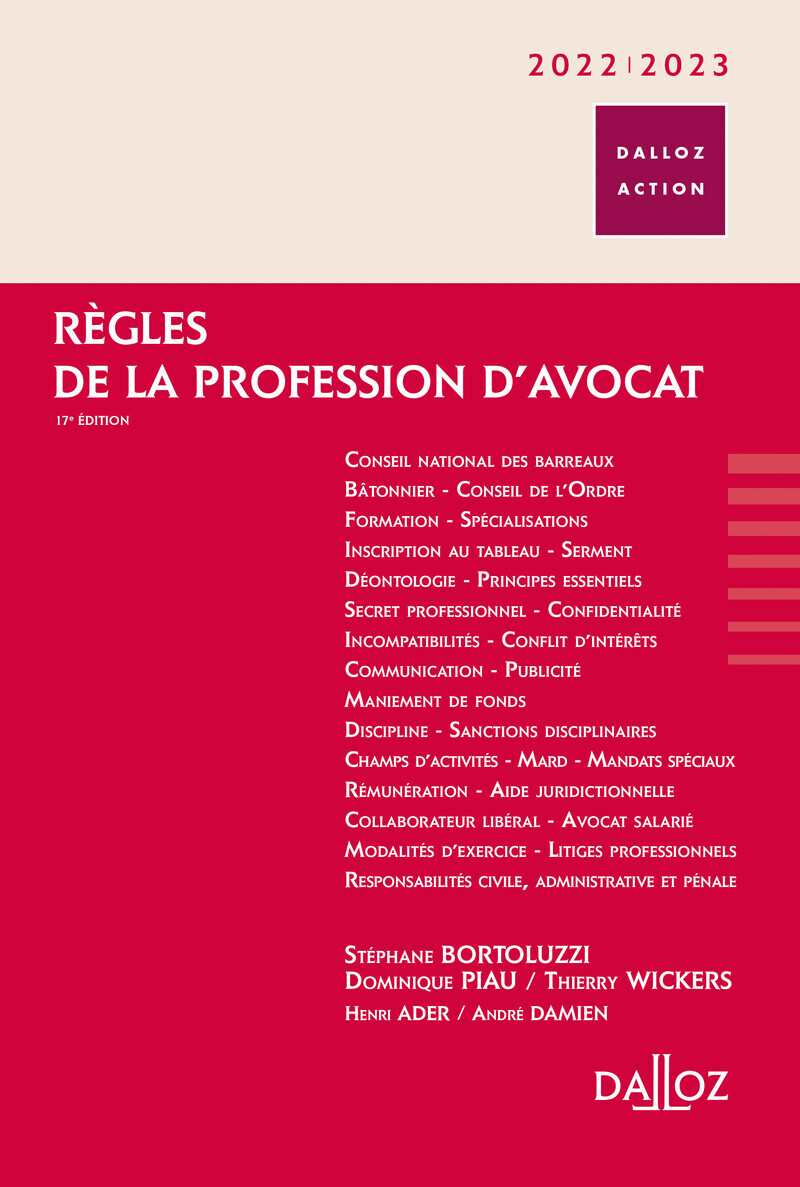Règles de la profession d'avocat 2022/2023 17ed