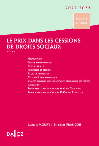 Le prix dans les cessions de droits sociaux 2022/2023. 2e éd.