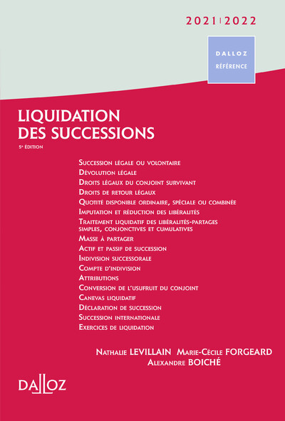 Liquidation des successions 2021/22. 5e éd.