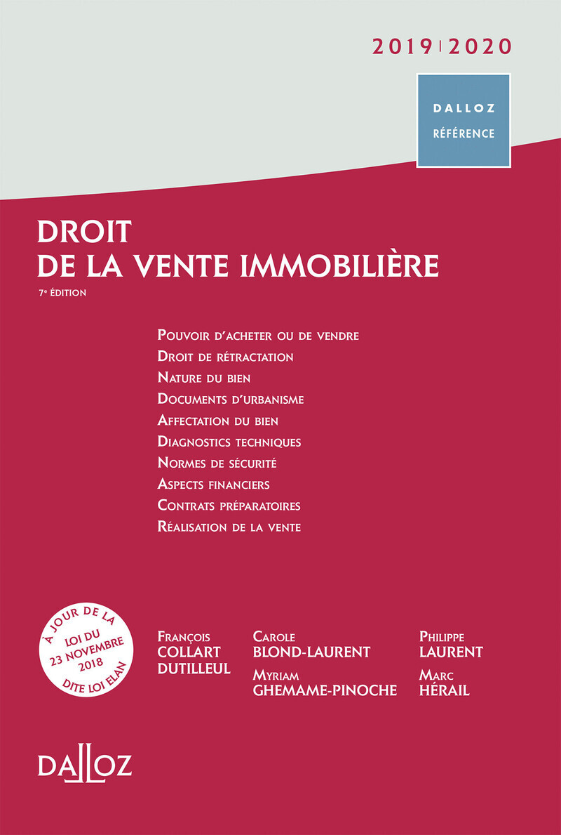 Droit de la vente immobilière 2019/20. 7e éd.