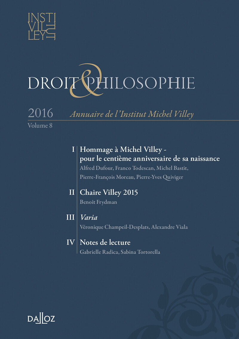 Annuaire de l'Institut Michel Villey 2016 - Volume 8