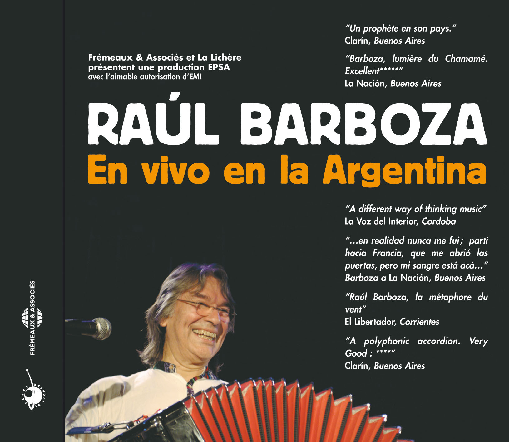 EN VIVO EN LA ARGENTINA CD AUDIO PAR RAUL BARBOZA EXISTE AUSSI EN DVD