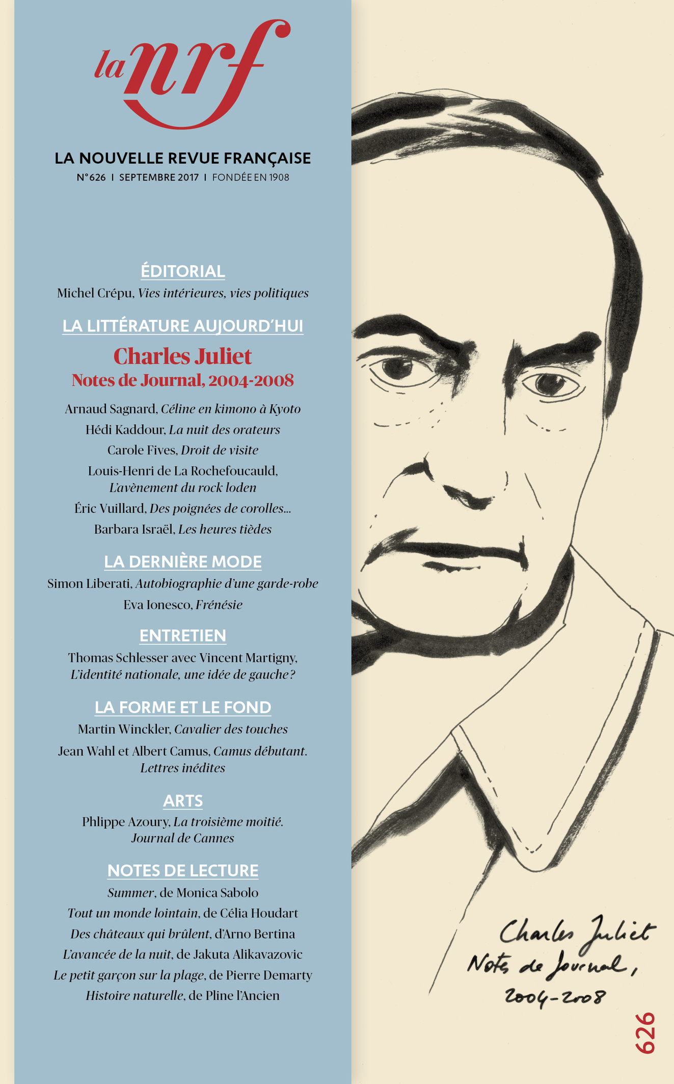 LA N.R.F. N626 (SEPTEMBRE 2017)