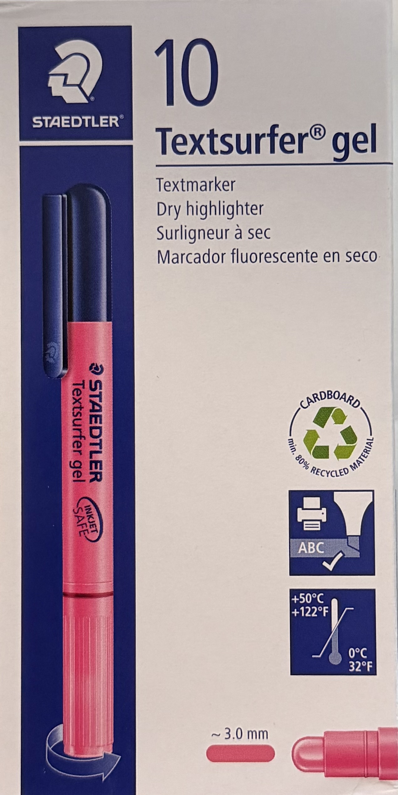 Lot de 10 Surligneur rose Staedtler Textsurfer gel pour Bible