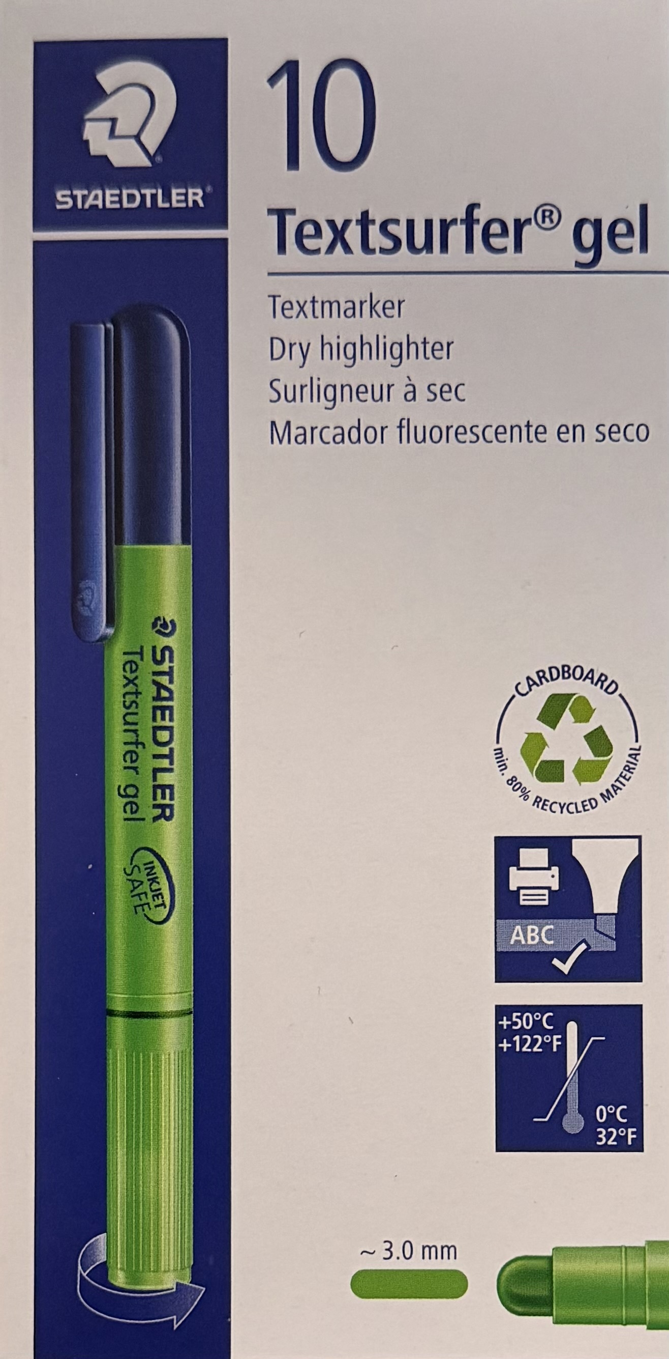 Lot de 10 Surligneur vert Staedtler Textsurfer gel pour Bible