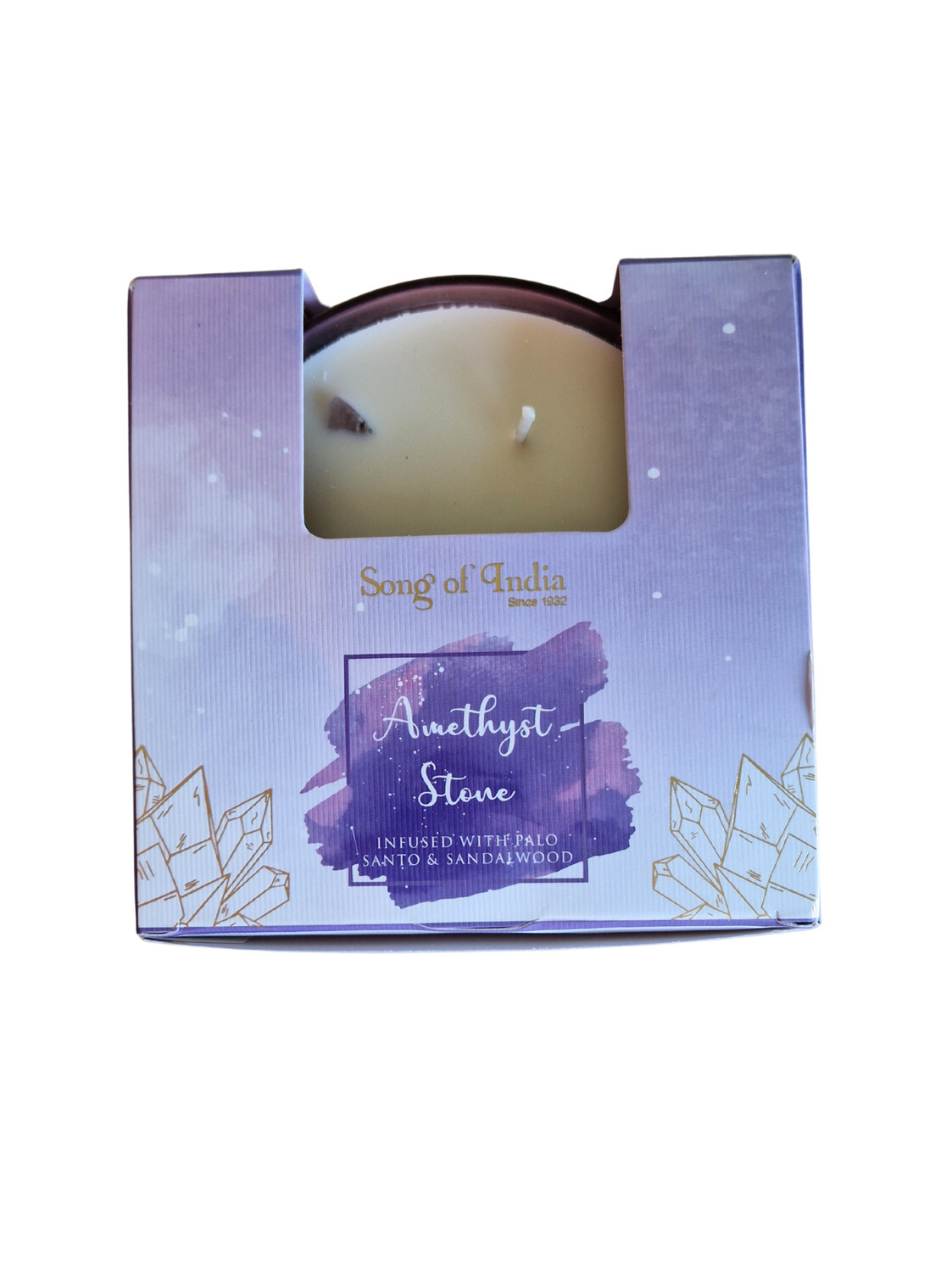 Bougie parfumée Pierres de Guérison Améthyste 200 g - 3 mèches