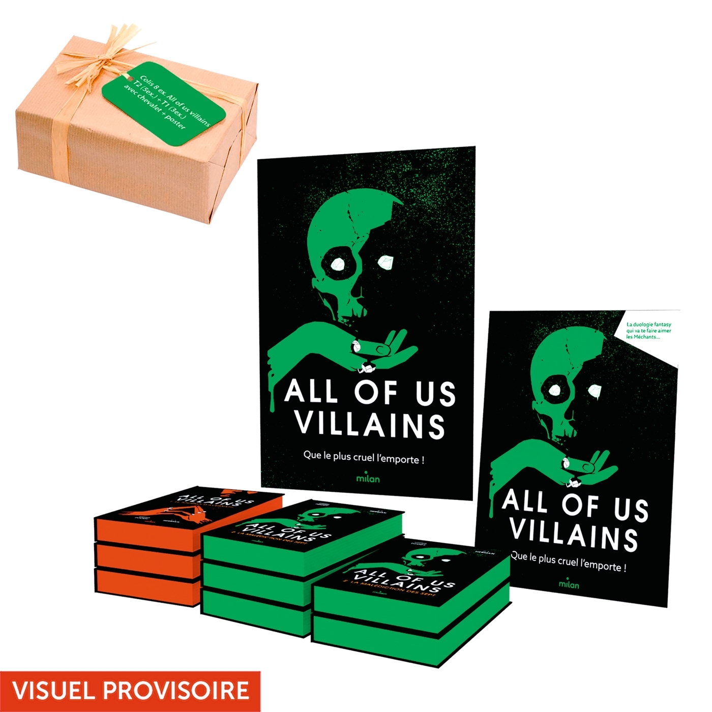 Colis 8 ex. All of us villains T2 avec chevalet + poster