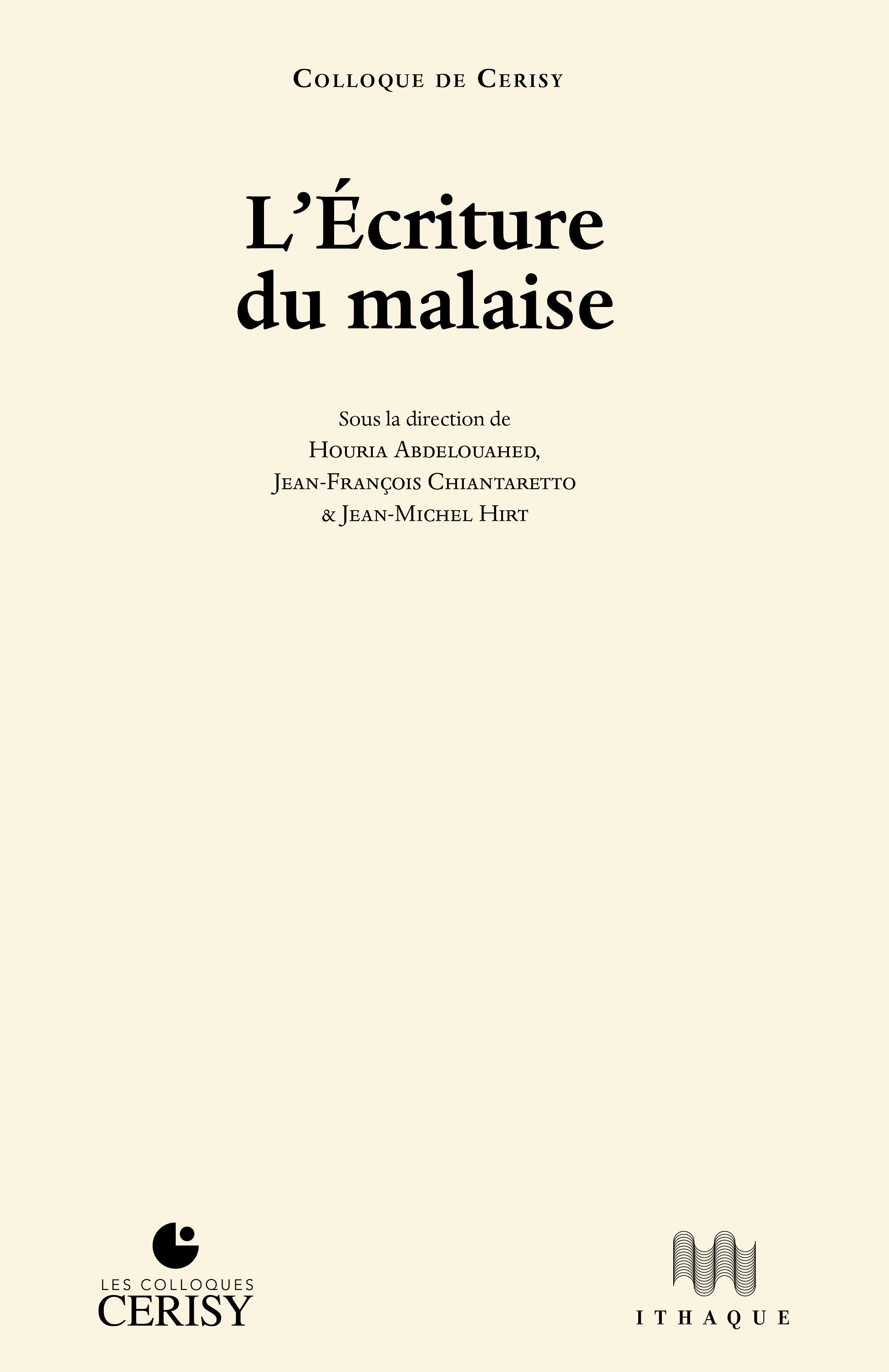 L’ Écriture du malaise