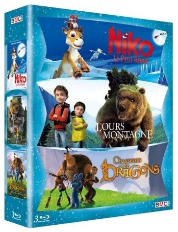 COFFRET AVENTURE 3 BLU-RAY : CHASSEURS DE DRAGONS + L'OURS MONTAGNE + NIKO, LE PETIT RENNE