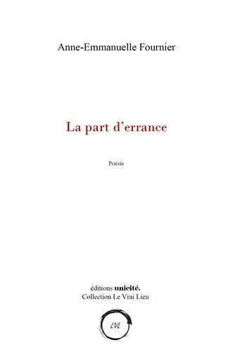 La part d'errance - poèmes