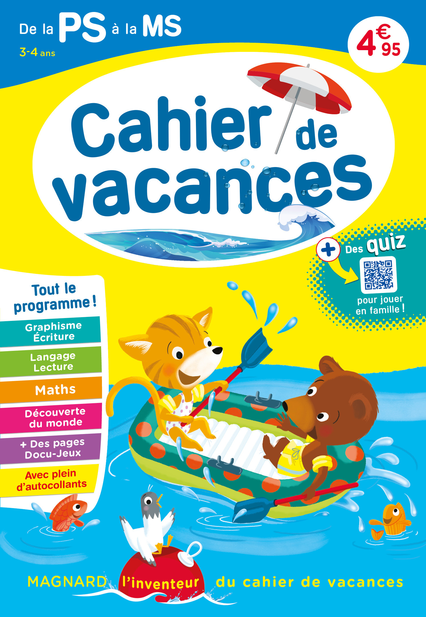 Cahier de vacances 2025, de la PS vers la MS 3-4 ans