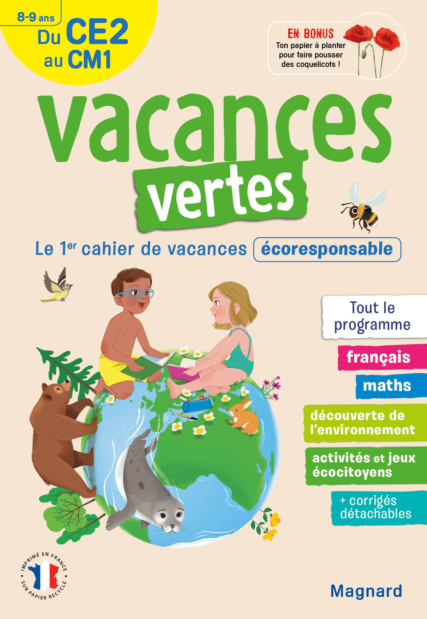 Cahier de vacances 2025, du CE2 vers le CM1 8-9 ans - Vacances vertes