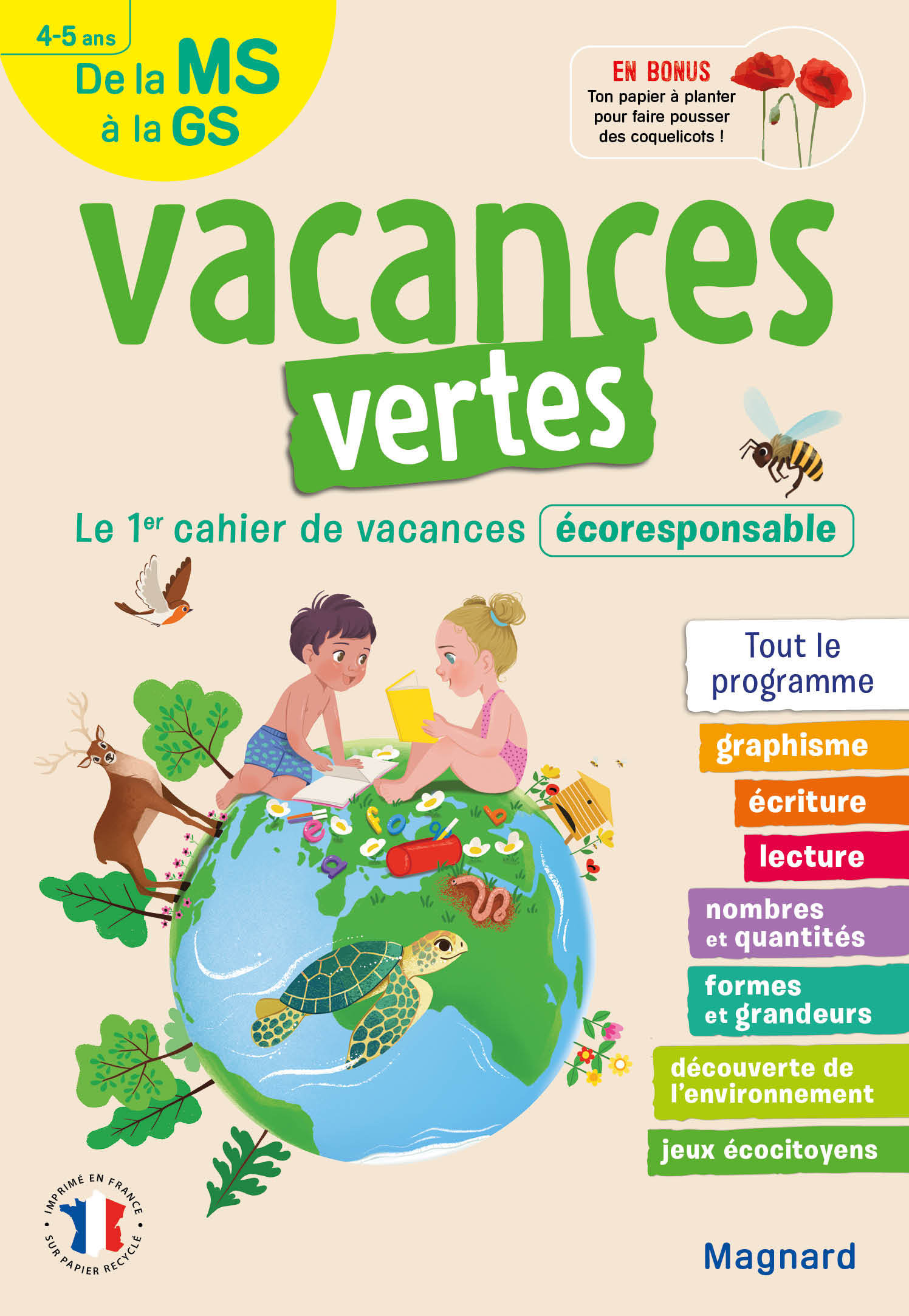 Cahier de vacances 2025, de la MS vers la GS 4-5 ans - Vacances vertes
