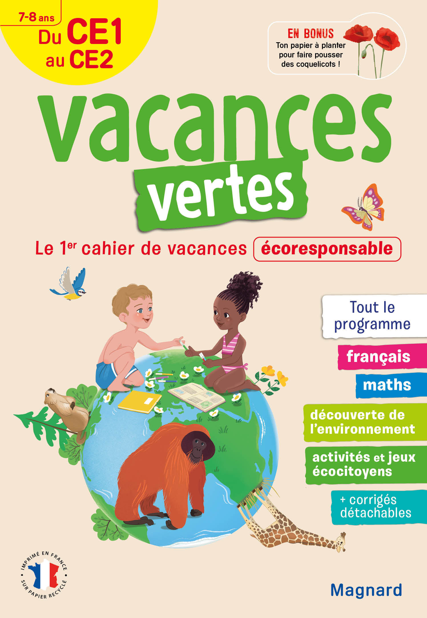 Cahier de vacances 2025, du CE1 vers le CE2 7-8 ans - Vacances vertes