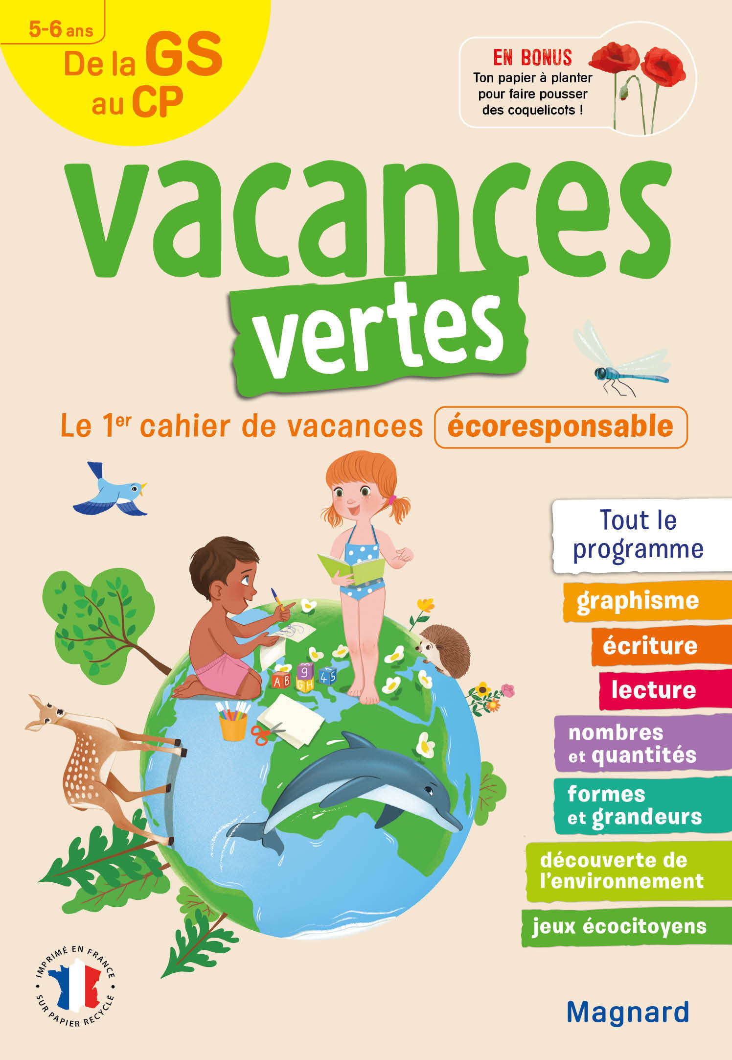 Cahier de vacances 2025, de la GS vers le CP 5-6 ans - Vacances vertes
