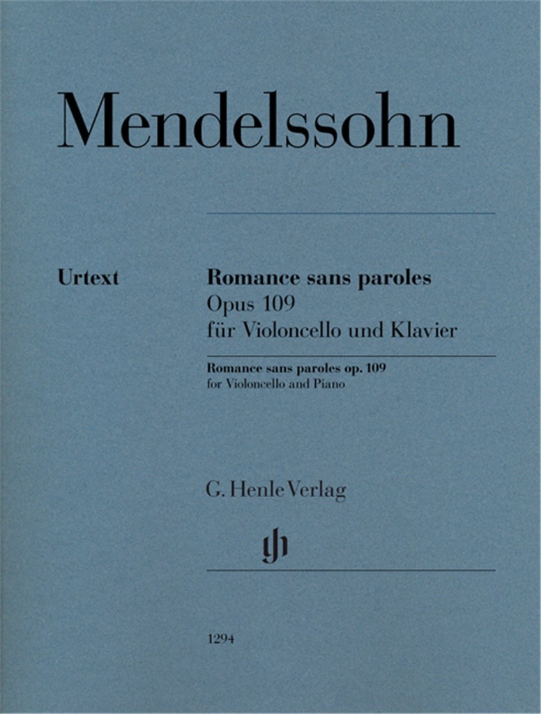 FELIX MENDELSSOHN BARTHOLDY : ROMANCE SANS PAROLES OP. 109 - VIOLONCELLE ET PIANO