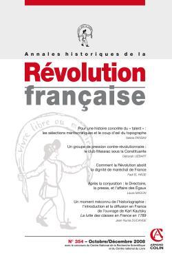 Annales historiques de la Révolution française n° 354 (4/2008)