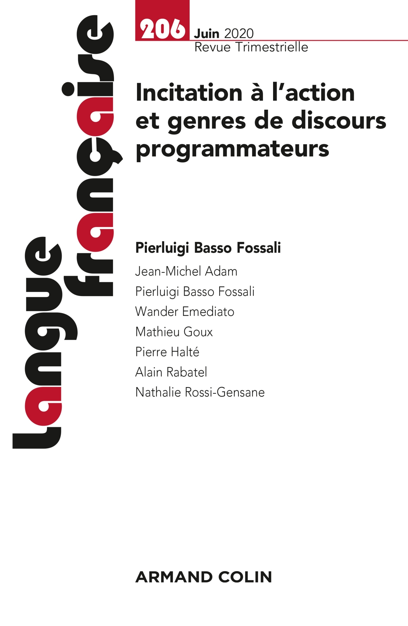 Langue française Nº206 2/2020 Incitation à l'action et genres de discours programmateurs
