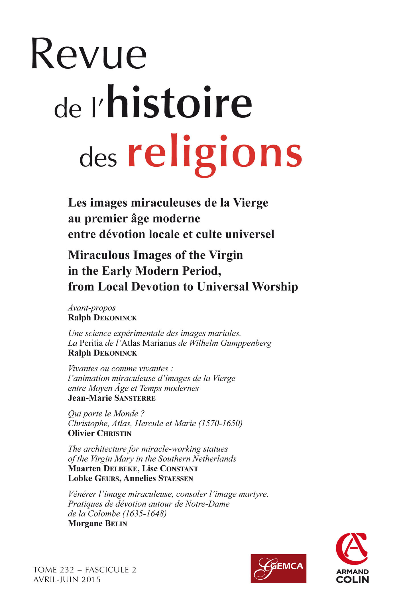 Revue de l'histoire des religions - Tome 232 (2/2015) Les images miraculeuses de la Vierge au premie