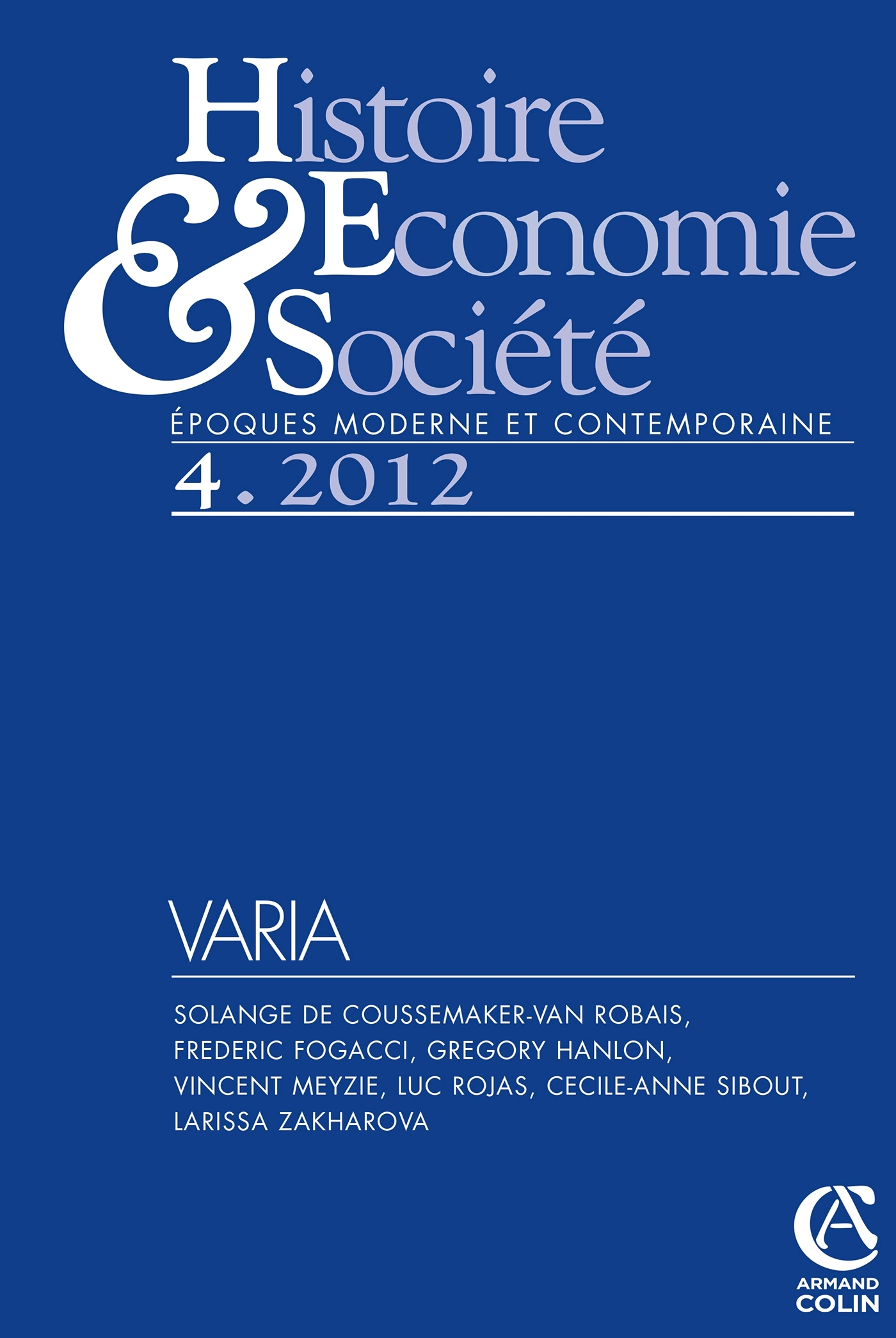 Histoire, économie & société (4/2012) Varia