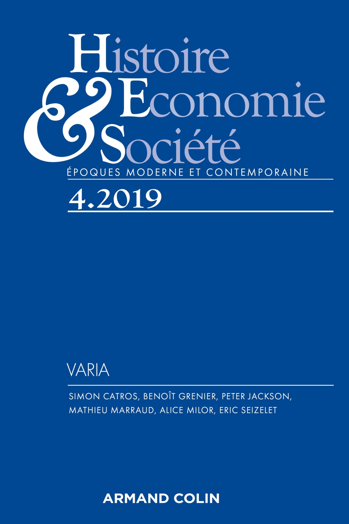 Histoire, Économie & Société (4/2019) Varia