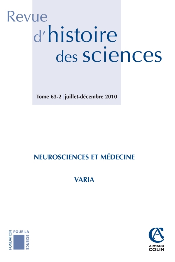 Revue d'histoire des sciences - Tome 63 (2/2010)