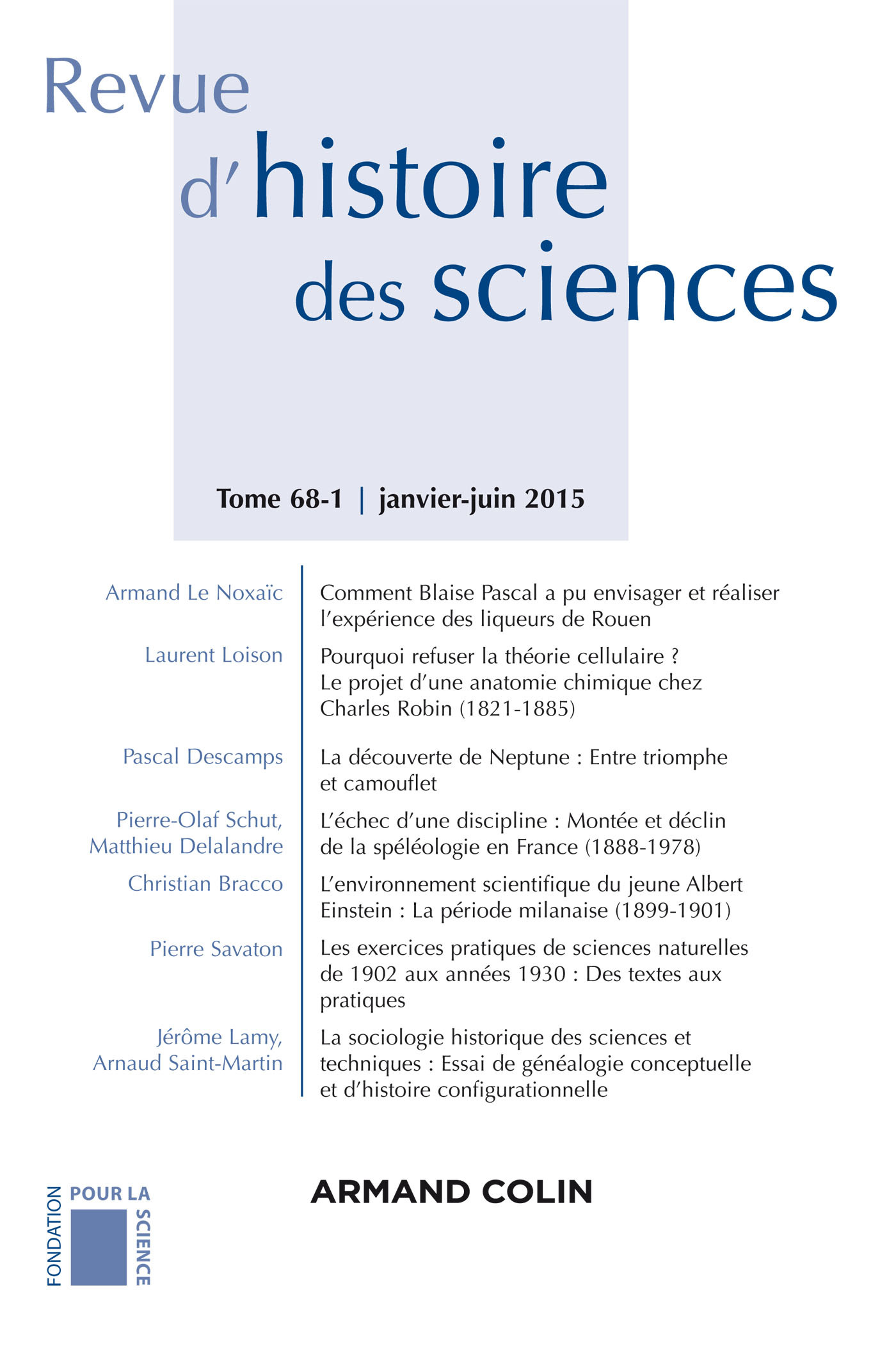 Revue d'histoire des sciences - Tome 68-1 (1/2015) Varia