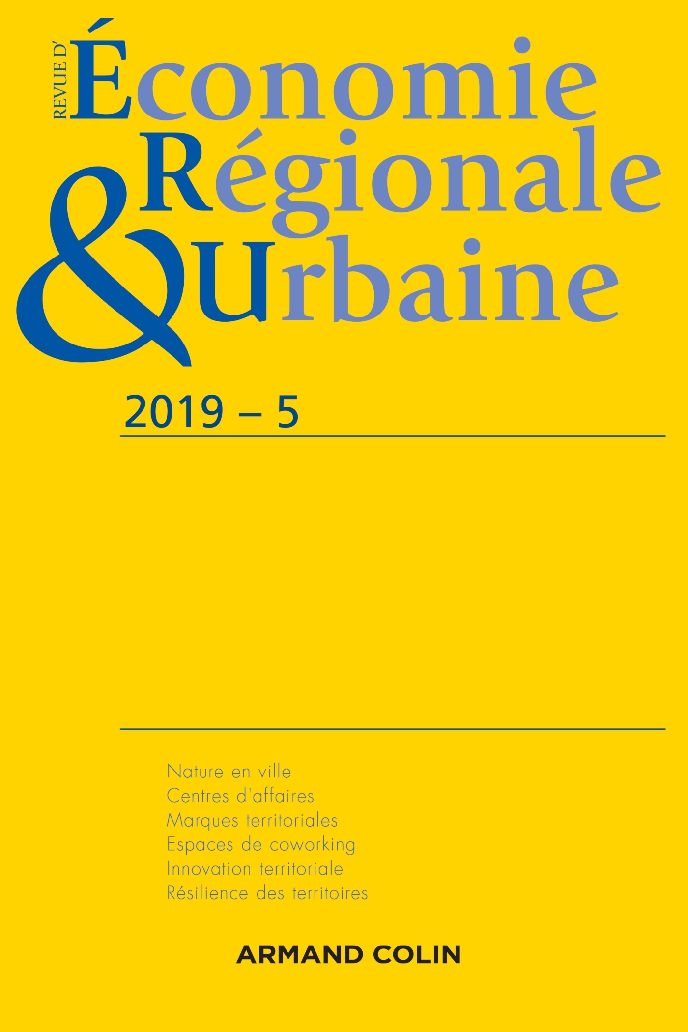 Revue d'économie régionale et urbaine n° 5/2019 Varia