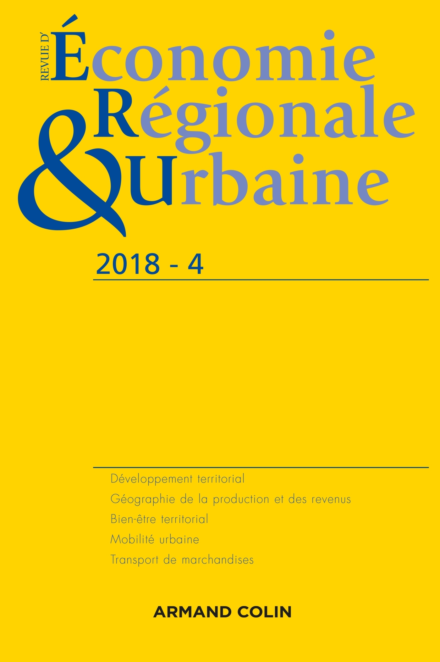 Revue d'économie régionale et urbaine n° 4/2018 Varia