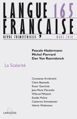 Langue française n° 165 (1/2010) La Scalarité