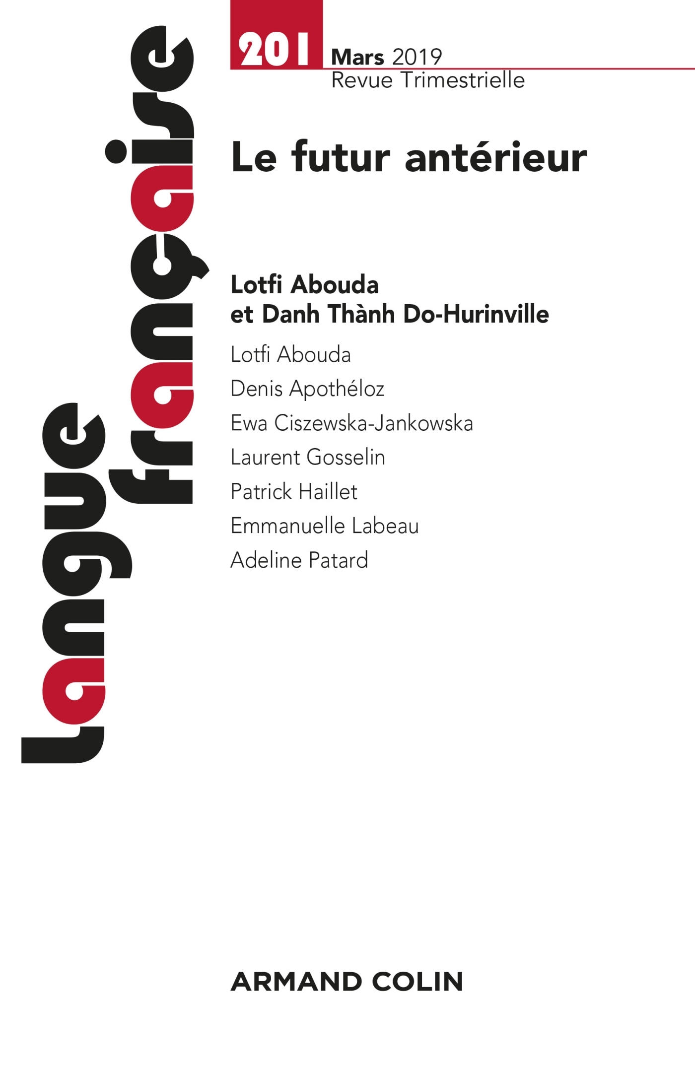 Langue française n° 201 (1/2019) Le futur antérieur en français