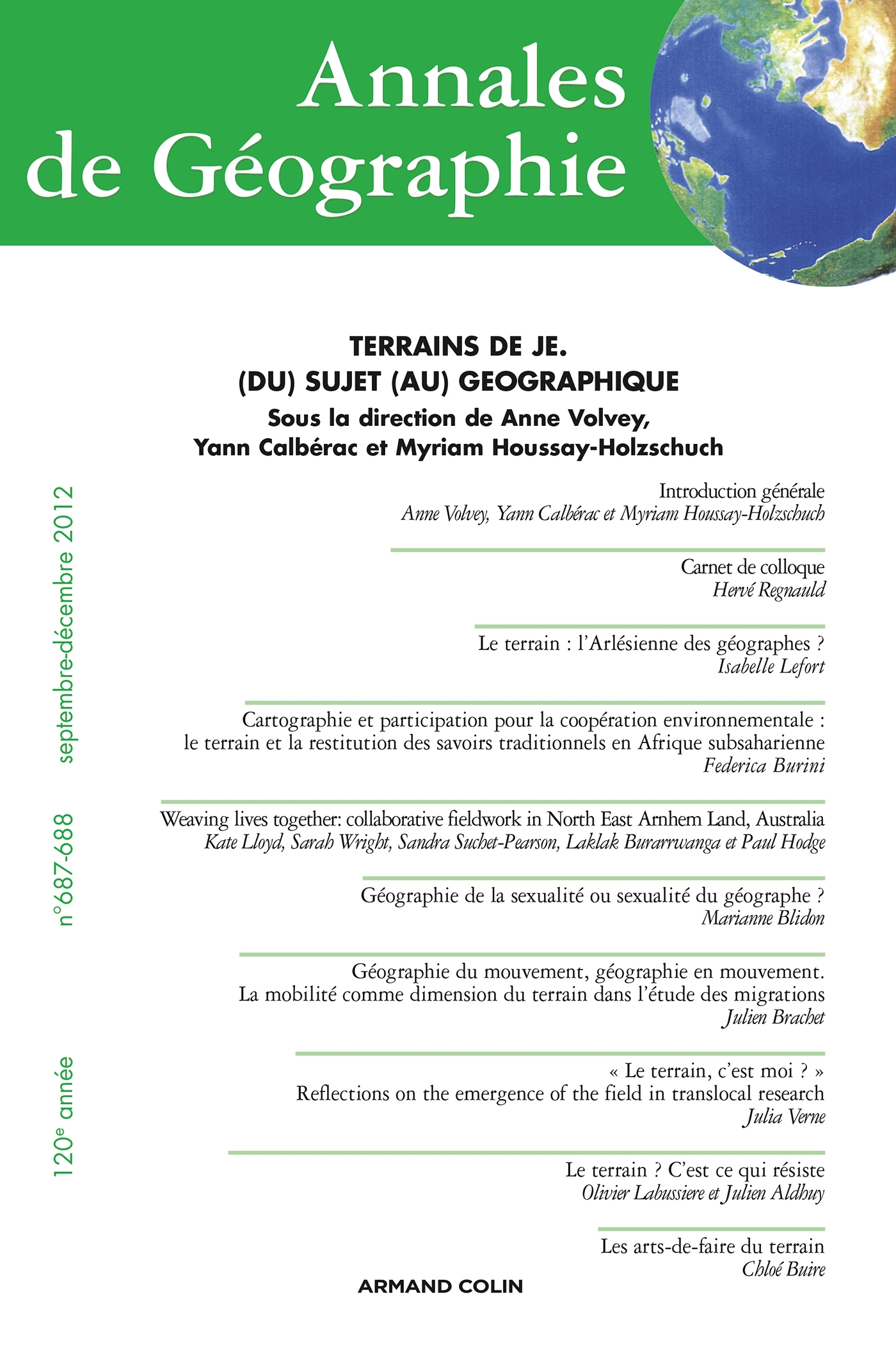 Annales de Géographie n° 687-688 (5-6/2012)