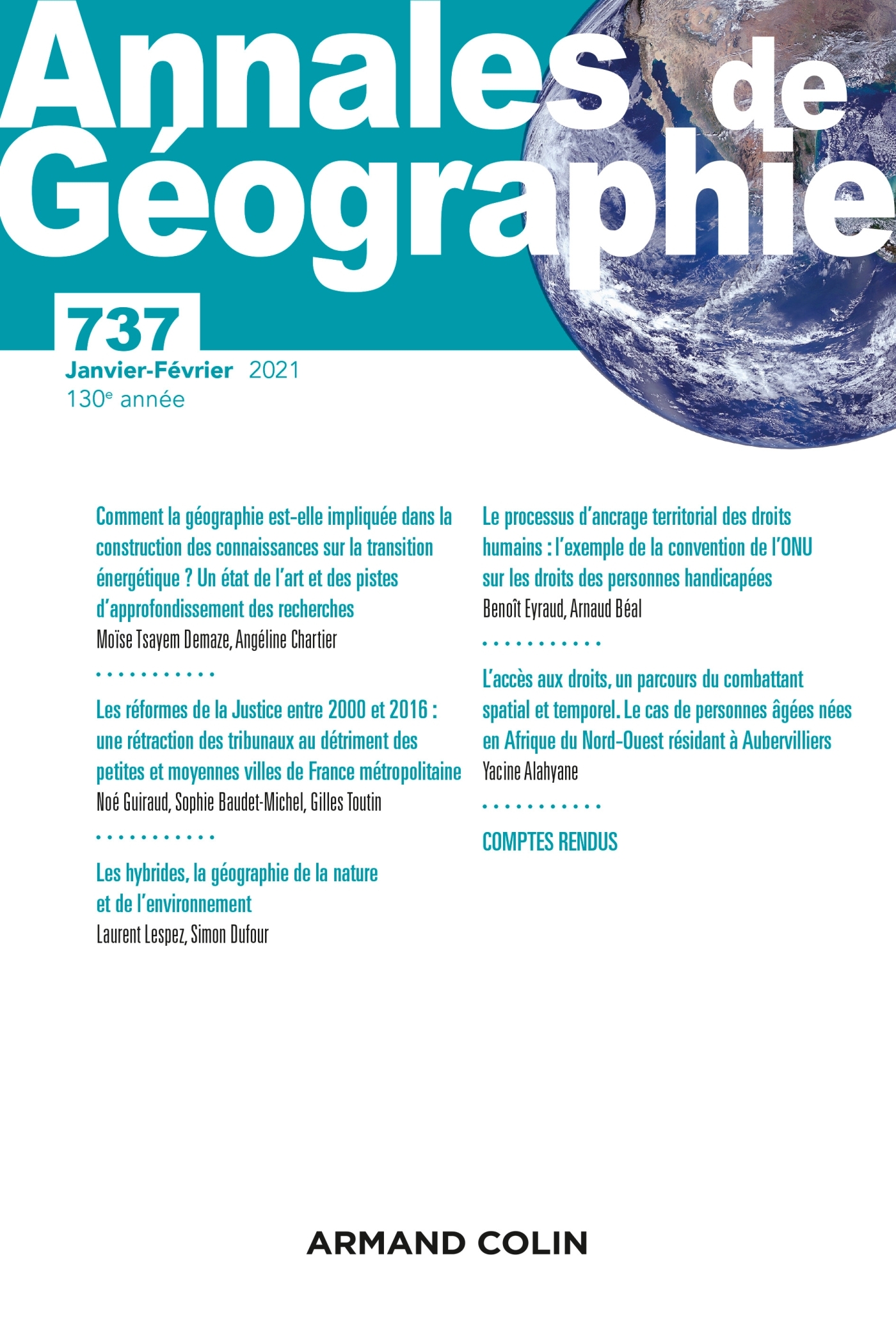 Annales de géographie - N° 737 1/2021 Varia